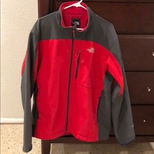 Men’s NorthFace red and gray shell jacket